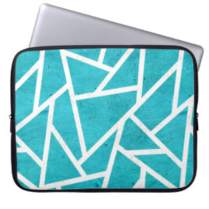Capa Para Notebook Padrão de mosaico azul-esverdeado e branco