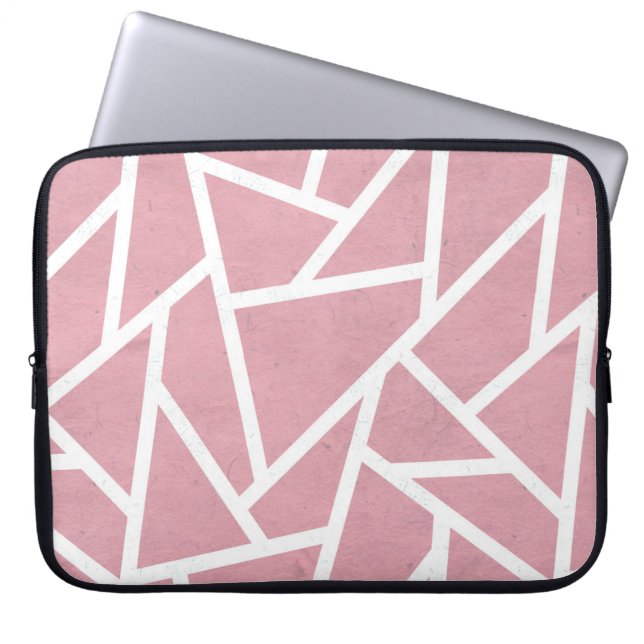 Capa Para Notebook Padrão de mosaico branco e coral (Frente)