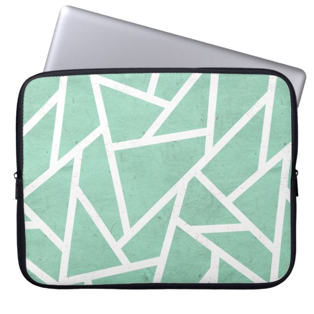 Capa Para Notebook Padrão de mosaico branco e verde da Casa da Moeda (Frente)