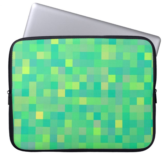Capa Para Notebook Padrão de mosaico verde/amarelo de pixel na moda (Frente)