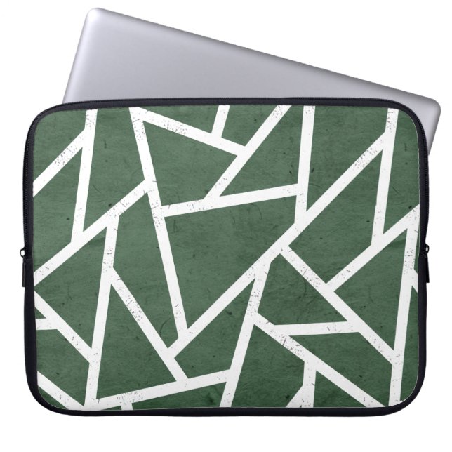 Capa Para Notebook Padrão de mosaico verde e branco (Frente)