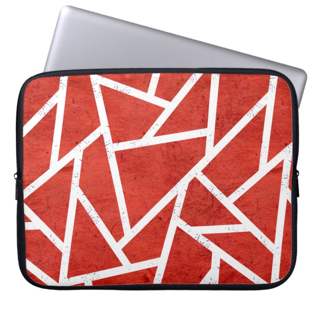 Capa Para Notebook Padrão de mosaico vermelho e branco (Frente)