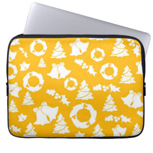 Capa Para Notebook Padrão de Natal Amarelo