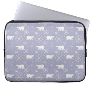 Capa Para Notebook Padrão de Natal com ursos polares e flocos de neve
