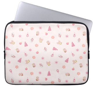 Capa Para Notebook Padrão de Natal Rosa Aconchegante