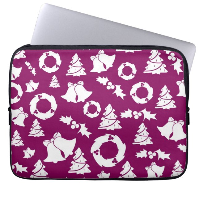 Capa Para Notebook Padrão de Natal Roxo (Frente)
