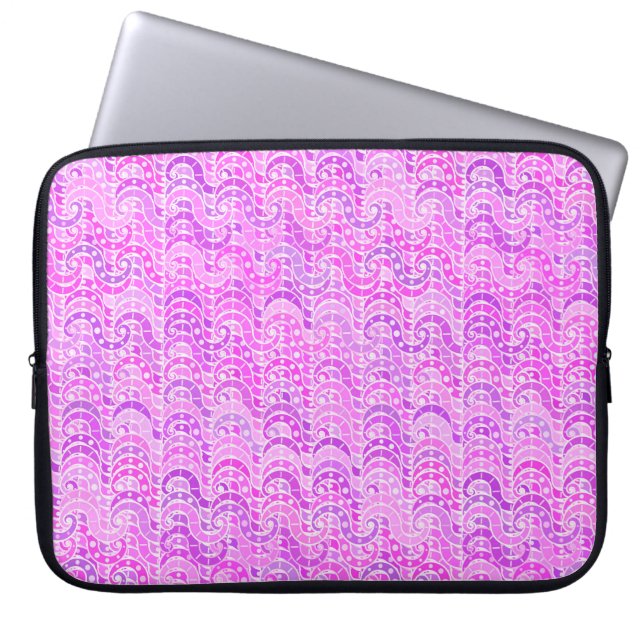 Capa Para Notebook padrão de onda abstrato - violeta, lavanda, orquíd (Frente)