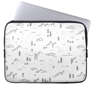 Capa Para Notebook Padrão de Paisagem Geométrico das Linhas de Madeir