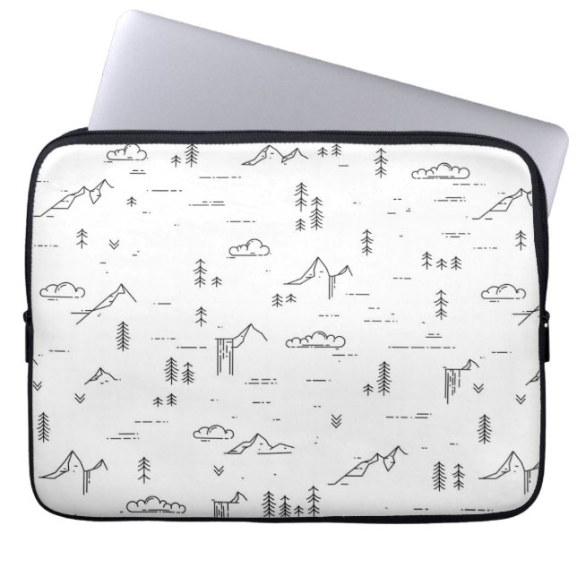 Capa Para Notebook Padrão de Paisagem Geométrico das Linhas de Madeir (Frente)