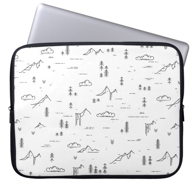 Capa Para Notebook Padrão de Paisagem Geométrico das Linhas de Madeir (Frente)
