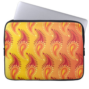 Capa Para Notebook Padrão de Paisley Persa - Chama Laranja Oriental T