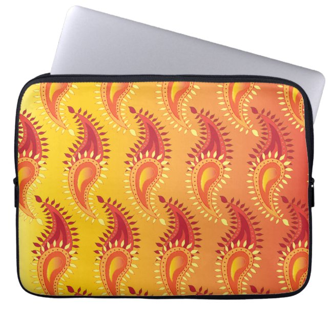 Capa Para Notebook Padrão de Paisley Persa - Chama Laranja Oriental T (Frente)