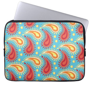 Capa Para Notebook Padrão de Paisley Persa do Laranja-Turquesa Orien