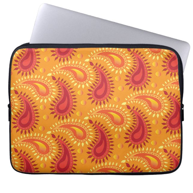 Capa Para Notebook Padrão de Paisley Persa Laranja Oriental (Frente)