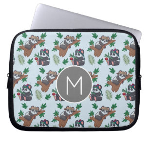 Capa Para Notebook Padrão de Pandas Chineses Fofos Monograma