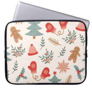 Capa Para Notebook Padrão de pão de Natal retrógrado.