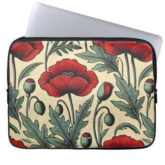 Capa Para Notebook Padrão de Papagaios Vermelhos Inspirados na Vintag