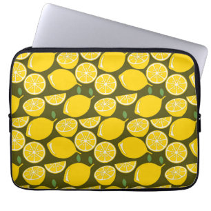 Capa Para Notebook Padrão de Papel de Carteira de Limão Amarelo Verão