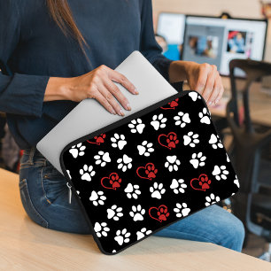 Capa Para Notebook Padrão De Patas, Patas Brancas, Patas Vermelhas, C
