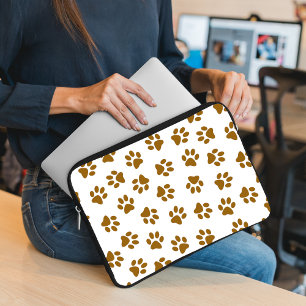 Capa Para Notebook Padrão De Patas, Patas De Cachorro, Patas Douradas