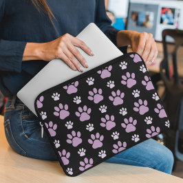 Capa Para Notebook Padrão De Patas, Patas Liláticas, Patas Cachorros,