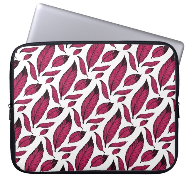 Capa Para Notebook Padrão de Pena Rosa Vibrante (Frente)