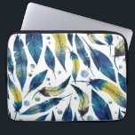 Capa Para Notebook Padrão de penas de aves azul-aquáticas<br><div class="desc">Padrão de penas de aves azul-aquarelas.</div>