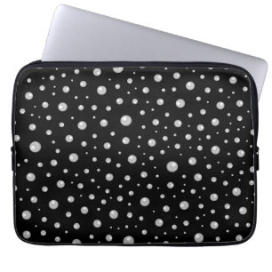 Capa Para Notebook Padrão de Pérola em Fundo Preto