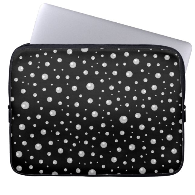 Capa Para Notebook Padrão de Pérola em Fundo Preto (Frente)
