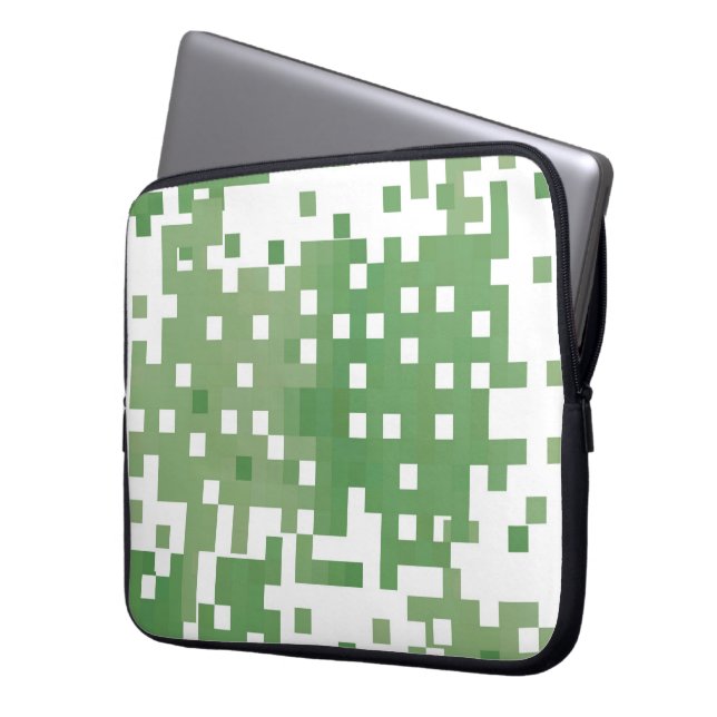 Capa Para Notebook Padrão de Pixel de Suare Verde (Frente Esquerda)