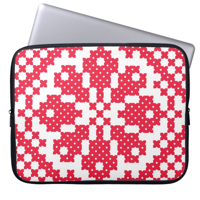 Capa Para Notebook Padrão de pontos cruzados vermelhos (Frente)