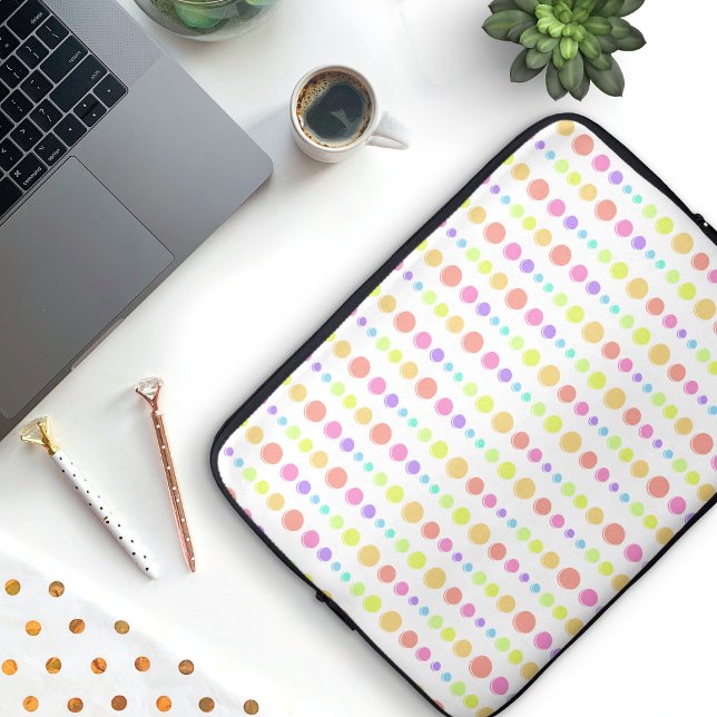 Capa Para Notebook Padrão de Pontos do Arco-Íris (Cute Rainbow Dots Pattern Laptop Sleeve)