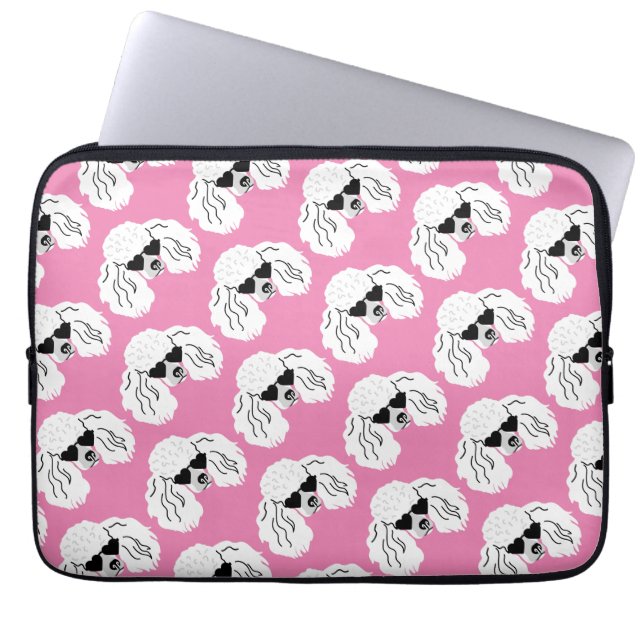 Capa Para Notebook Padrão de Poodle Rosa Fofo (Frente)