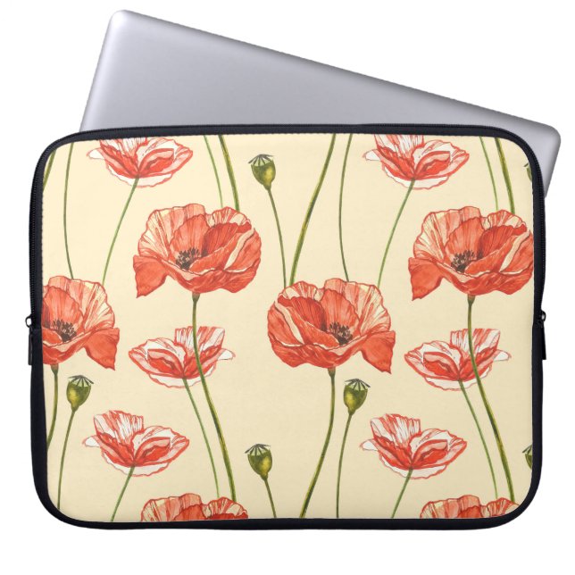 Capa Para Notebook Padrão de Presilhas Vermelhas com Aquarela. (Frente)