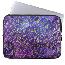 Padrão de Púrpura de Aquarela com Folhas Douradas