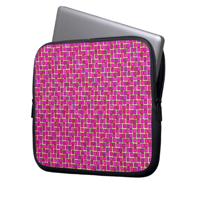 Capa Para Notebook Padrão de quadrados cor-de-rosa abstrato (Frente Esquerda)