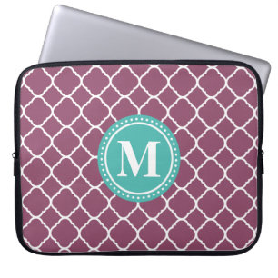 Capa Para Notebook Padrão de Quatrefoil Azul-Azul-Aqua