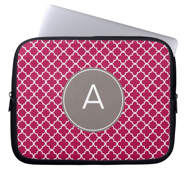 Capa Para Notebook Padrão de Quatrefoil Monograma (Frente)