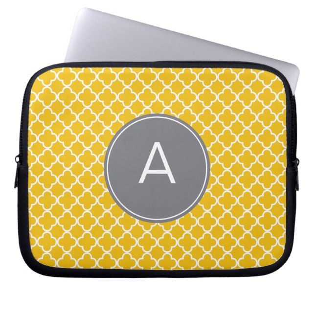 Capa Para Notebook Padrão de Quatrefoil Monograma (Frente)