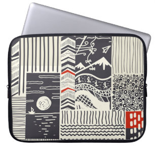 Capa Para Notebook Padrão de retalhos sem costura de rabiscos de abst