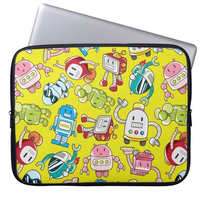 Capa Para Notebook padrão de robô sem costura (Frente)