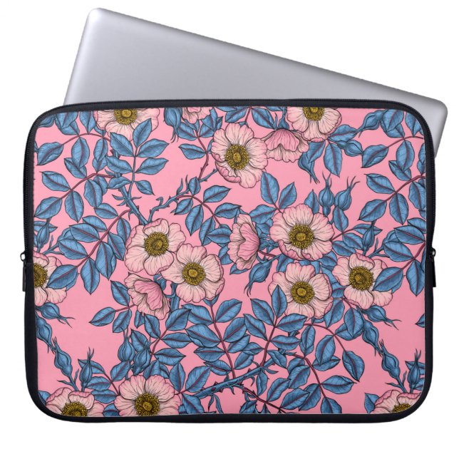 Capa Para Notebook Padrão de rosa de cães (Frente)