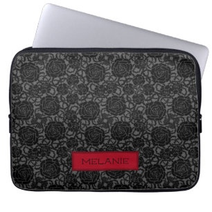 Capa Para Notebook Padrão de Rosa preto egípico personalizado