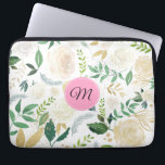 Capa Para Notebook Padrão de Rosas de branco e bege<br><div class="desc">As aquarelas modernas e elegantes rosas brancas e beges têm um padrão perfeito.</div>
