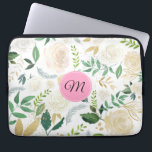 Capa Para Notebook Padrão de Rosas de branco e bege<br><div class="desc">As aquarelas modernas e elegantes rosas brancas e beges têm um padrão perfeito.</div>