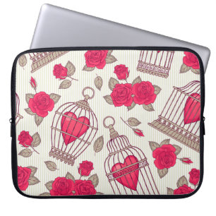 Capa Para Notebook Padrão de Rosas de Gaiolas Florais