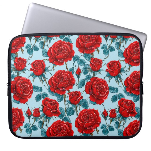 Capa Para Notebook Padrão de rosas vermelhas (Frente)
