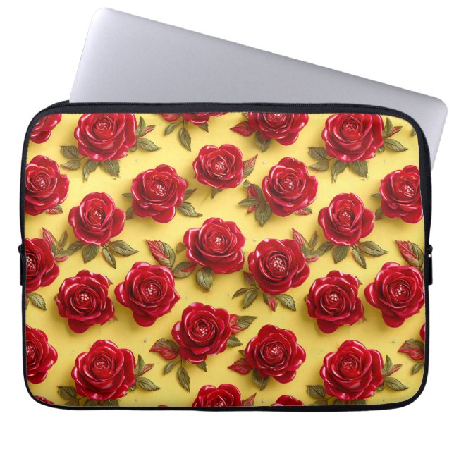 Capa Para Notebook padrão de rosas vermelhas 3d (Frente)