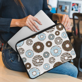 Capa Para Notebook Padrão De Rosquinhas, Rosquinhas Azuis, Rosquinhas