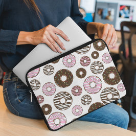 Capa Para Notebook Padrão De Rosquinhas, Rosquinhas Rosa, Rosquinhas